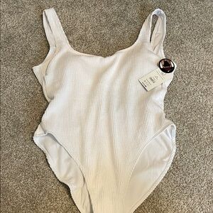 No Boundaries White Textured Swimsuit